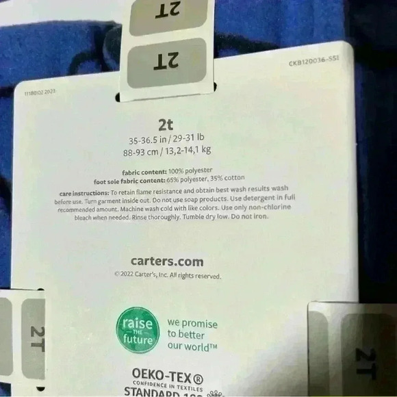 Carter's Baby's FleeceSleepwear Footie Size 2T Blue Car Pattern Zipper - Picture 4 of 5